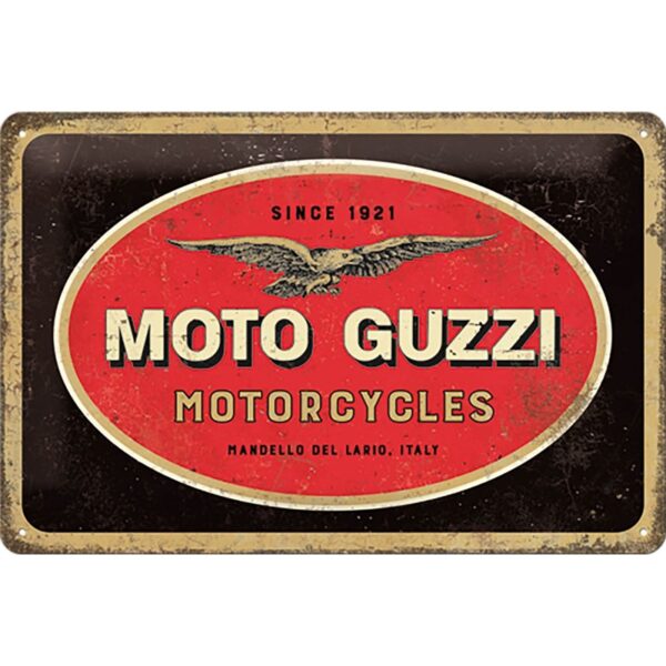 plaque métal publicitaire 20x30cm bombée en relief : MOTO GUZZI