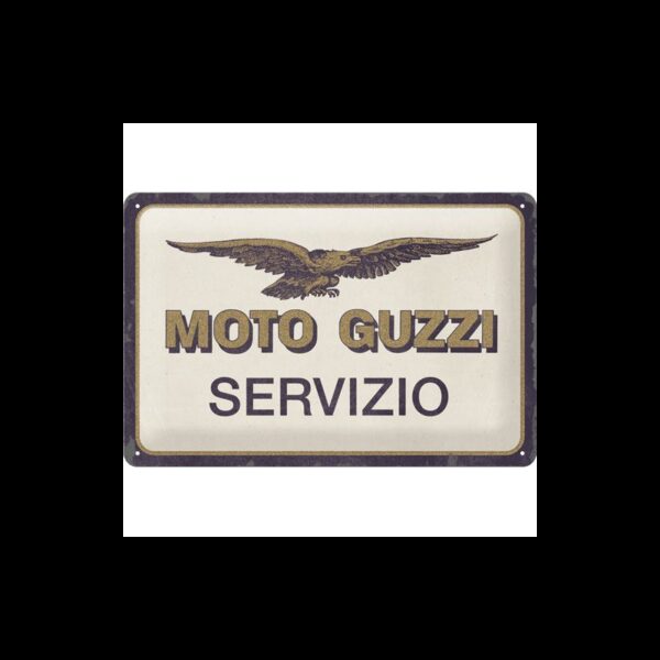 plaque métal publicitaire 20x30cm bombée en relief : MOTO GUZZI SERVIZIO