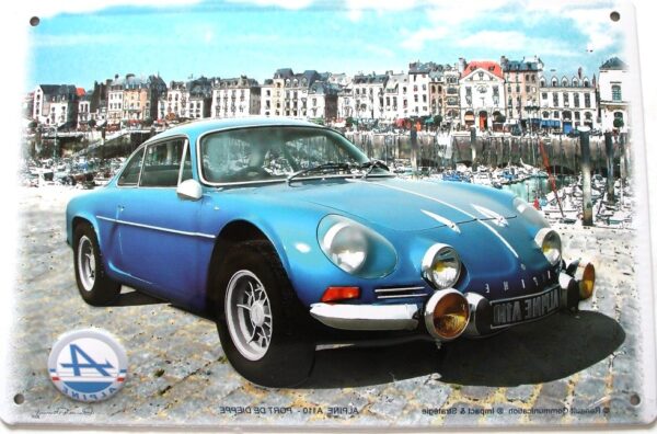 plaque métal publicitaire 20x30cm bombée en relief : ALPINE A110 - Port Dieppe – Image 2