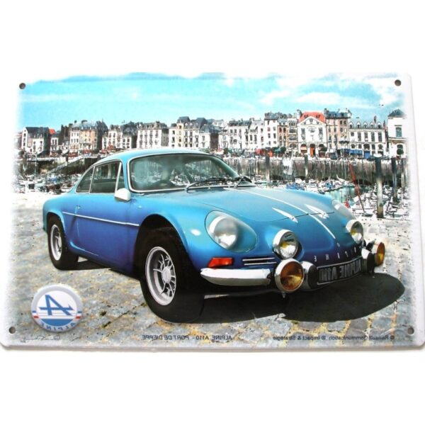 plaque métal publicitaire 20x30cm bombée en relief : ALPINE A110 - Port Dieppe