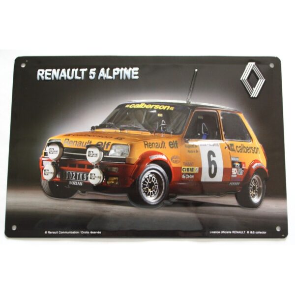 plaque métal publicitaire 20x30cm bombée en relief : RENAULT 5 ALPINE