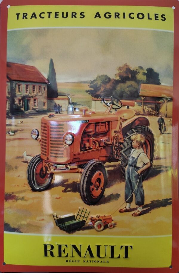 plaque métal publicitaire 20x30cm relief : RENAULT TRACTEURS AGRICOLES – Image 2