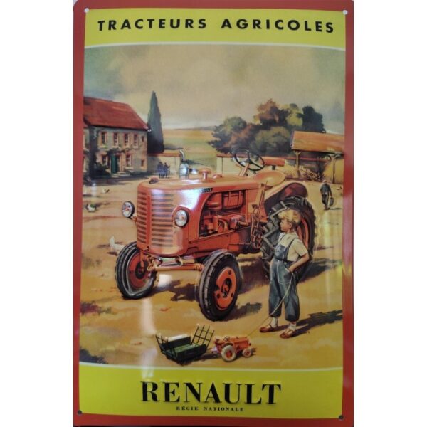 plaque métal publicitaire 20x30cm relief : RENAULT TRACTEURS AGRICOLES