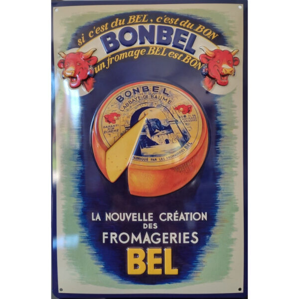 plaque métal publicitaire 20x30cm relief : BONBEL