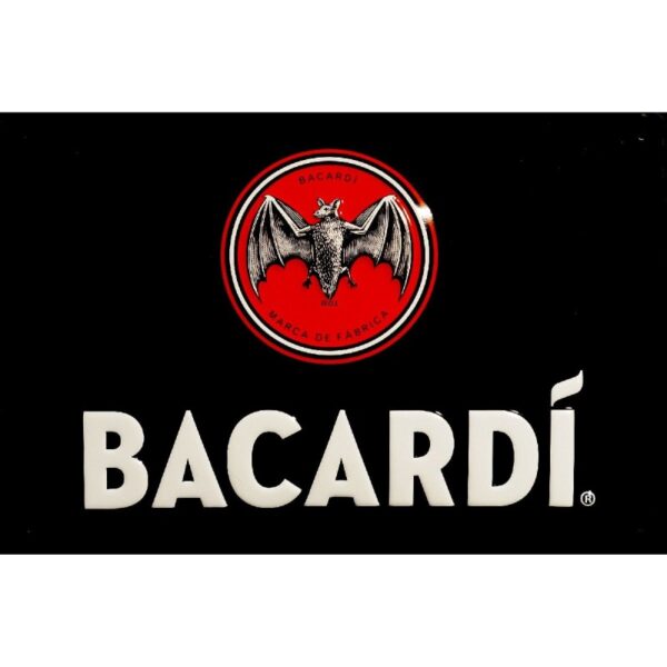 Plaque métal publicitaire 20x30 cm bombée en relief : LOGO Bacardi