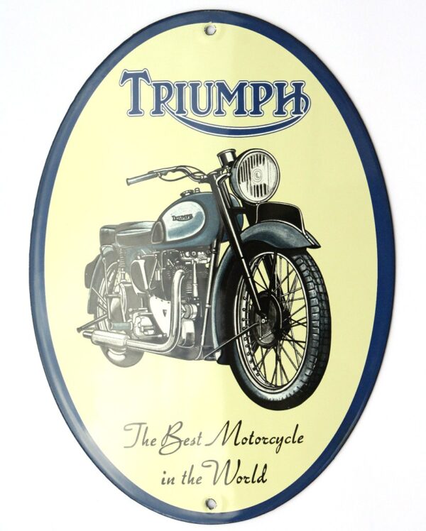 Plaque émaillée ovale 25 x 18 cm : TRIUMPH BEST MOTORCYCLE – Image 2