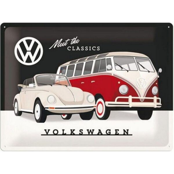 plaque métal publicitaire 30x40cm bombée en relief : VW Meet the Classics