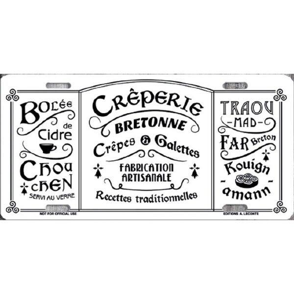 plaque métal décorative relief 30 x 15 cm : CREPERIE BRETONNE