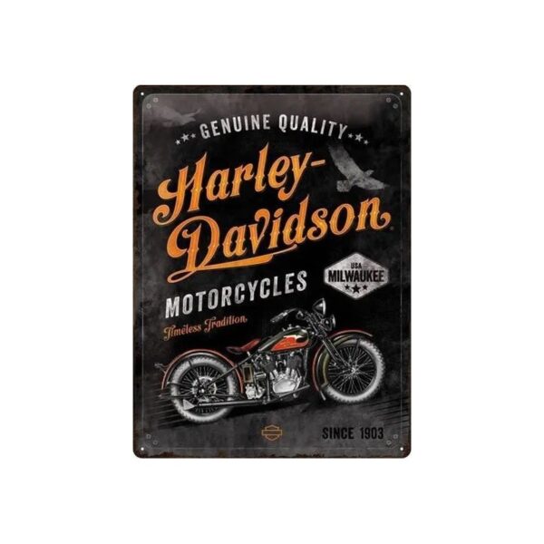 plaque métal publicitaire 30x40cm bombée en relief : HARLEY DAVIDSON USA MILWAUKEE
