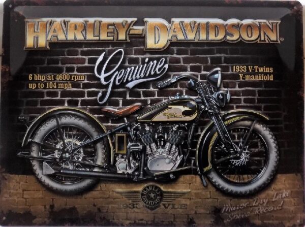 plaque métal publicitaire 30x40cm bombée en relief : HARLEY DAVIDSON 1933 V-Twins – Image 2