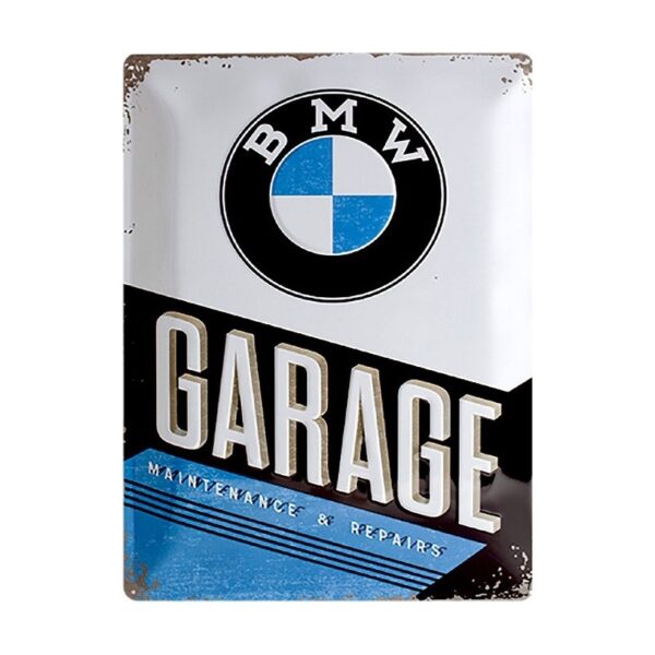 plaque métal publicitaire 30x40cm bombée en relief : BMW GARAGE