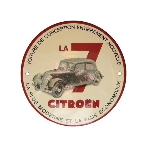 plaque émaillée ronde diametre 15 cm : 7CV Citroën – Image 2