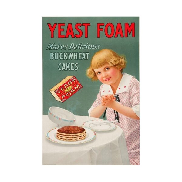 Plaque métal décorative 40 x 27 cm plate : YEAST FOAM - BUCKWHEAT CAKES