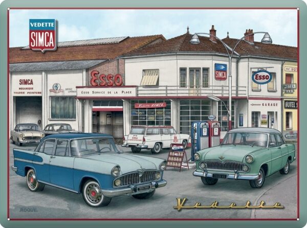 Plaque métal publicitaire 30x40 cm bombée en relief : SIMCA VEDETTE – Image 2