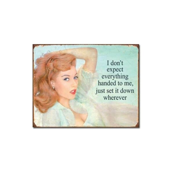 Plaque métal décorative 40 x 32 cm plate : I DON'T EXPECT EVERYTHING...
