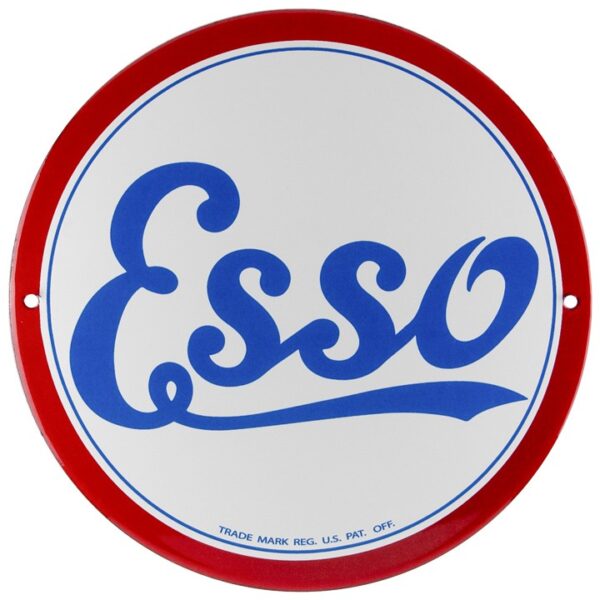 Plaque émaillée bombée diamètre 25 cm : LOGO ESSO – Image 2