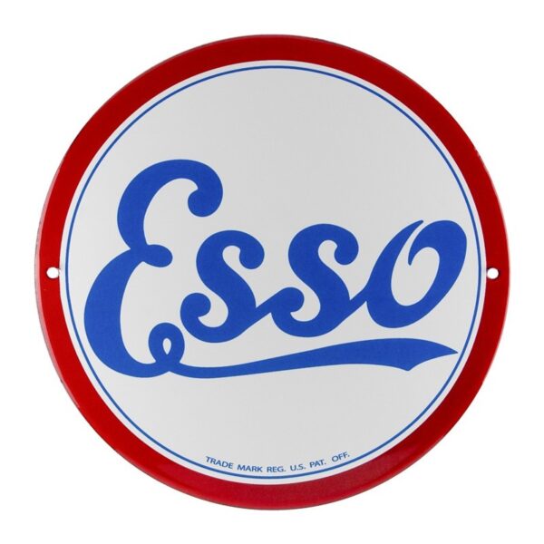 Plaque émaillée bombée diamètre 25 cm : LOGO ESSO