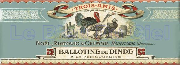 Plaque métal publicitaire 11 x 27 cm plate : Ballotine de dinde – Image 2