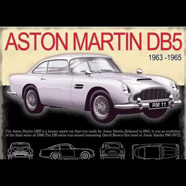 Plaque métal publicitaire 20x30 cm plane : ASTON MARTIN DB5