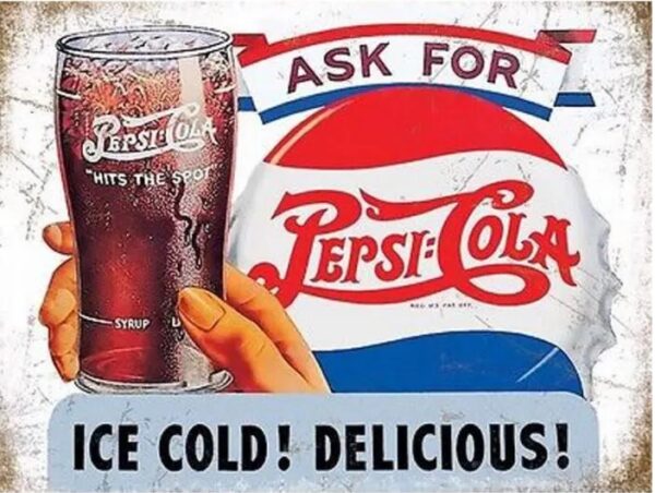 Plaque métal publicitaire 20x30 cm plane : ASK FOR PEPSI COLA – Image 2