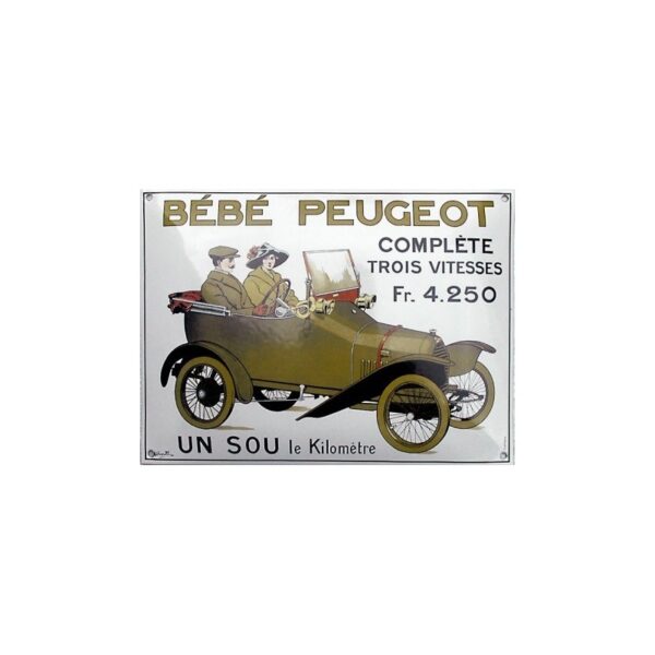 Plaque métal publicitaire 30x40 cm plane : Bébé Peugeot