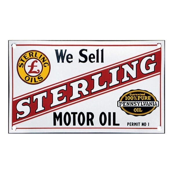 Plaque émaillée bombée 25 x 15 cm : STERLING MOTOR OIL – Image 2