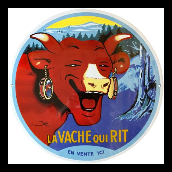 Plaque émaillée ronde diamètre 40 cm : La Vache Qui Rit