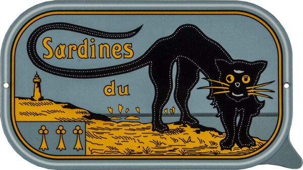 Plaque émaillée plate 30 x 17 cm : SARDINES DU CHAT NOIR – Image 2