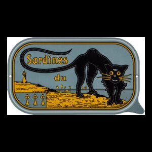 Plaque émaillée plate 30 x 17 cm : SARDINES DU CHAT NOIR