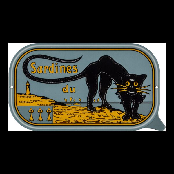 Plaque émaillée plate 30 x 17 cm : SARDINES DU CHAT NOIR