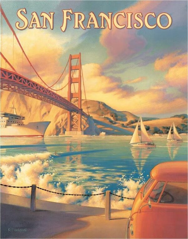 Plaque métal publicitaire 40x30cm plate : SAN FRANCISCO GOLDEN GATE by Kerne Erickson – Image 2