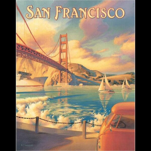Plaque métal publicitaire 40x30cm plate : SAN FRANCISCO GOLDEN GATE by Kerne Erickson