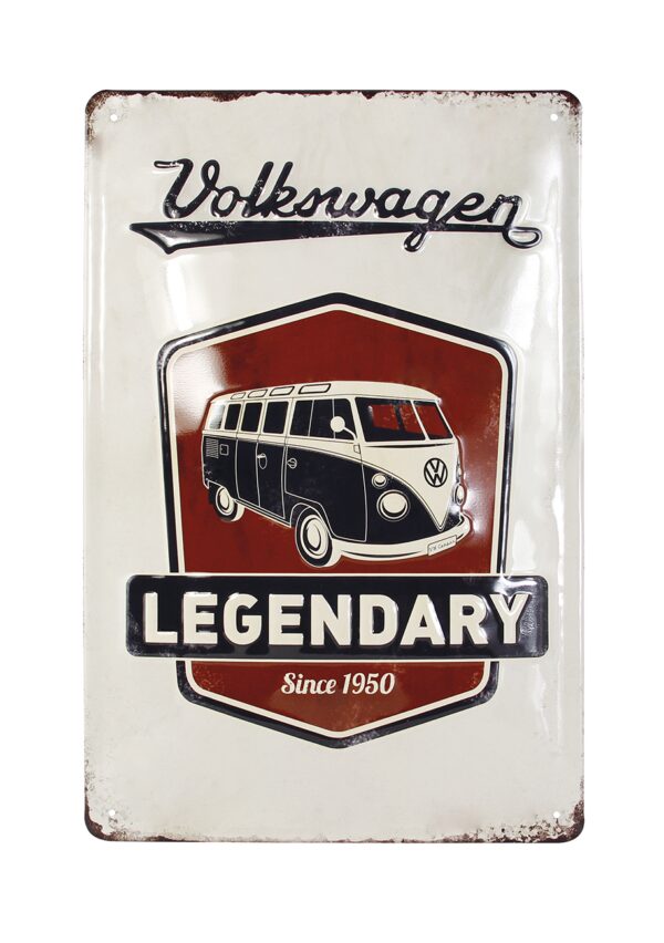 Plaque métal en relief bombée 20 x 30 cm : VW Combi Legendary – Image 2