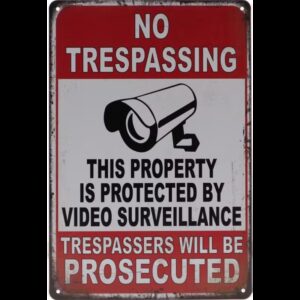 Plaque métal plate 20 x 30 cm : NO TRESPASSING
