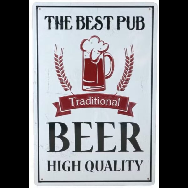 Plaque métal publicitaire plate avec relief 20 x 30 cm : The Best Pub