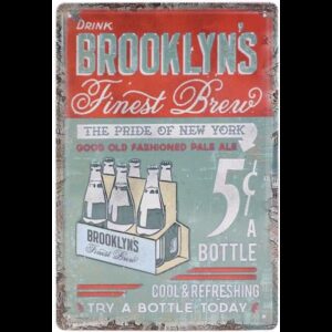 Plaque métal publicitaire plate avec relief 20 x 30 cm : Brooklyn's Boissons