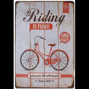 Plaque métal publicitaire plate avec relief 20 x 30 cm : Bicyclette