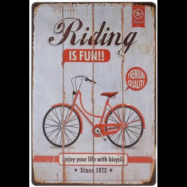 Plaque métal publicitaire plate avec relief 20 x 30 cm : Bicyclette