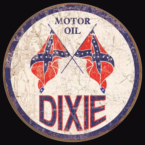 Plaque métal publicitaire ronde 30cm plate : DIXIE GAS - Weathered