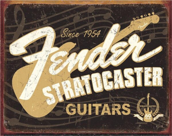 Plaque métal publicitaire 30x40cm plate : FENDER STRATOCASTER 60th – Image 2