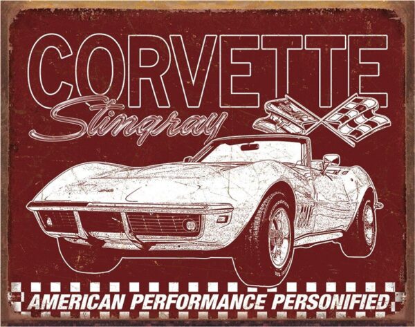 Plaque métal publicitaire 30x40cm plate : CORVETTE 69 StingRay – Image 2