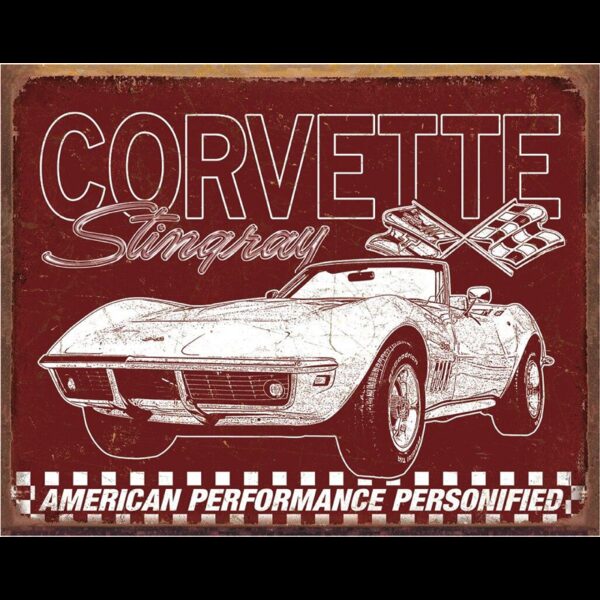 Plaque métal publicitaire 30x40cm plate : CORVETTE 69 StingRay