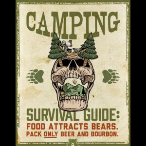 Plaque métal publicitaire 30x40cm plate : CAMPING SURVIVAL GUIDE