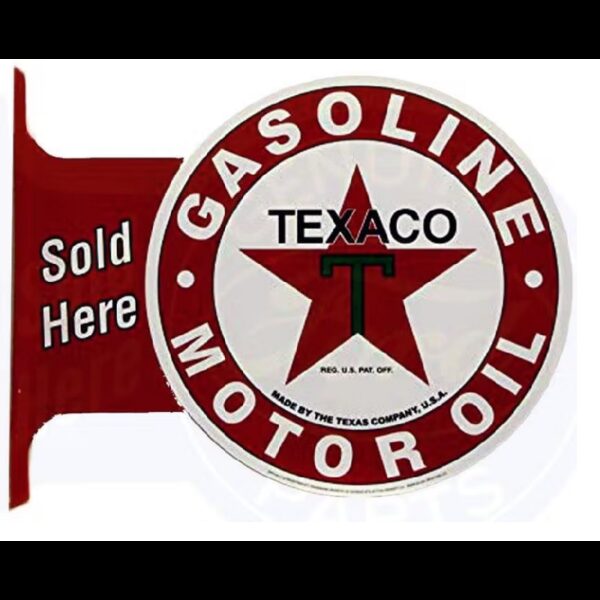 Enseigne métal publicitaire 45x35cm imprimée sur 2 faces : Texaco