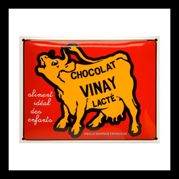 Plaque émaillée bombée 32 x 24 cm : CHOCOLAT VINAY