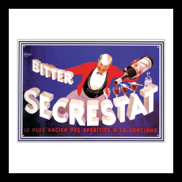 Plaque métal publicitaire plate avec relief 30 x 42 cm : Aperitif Secrestat