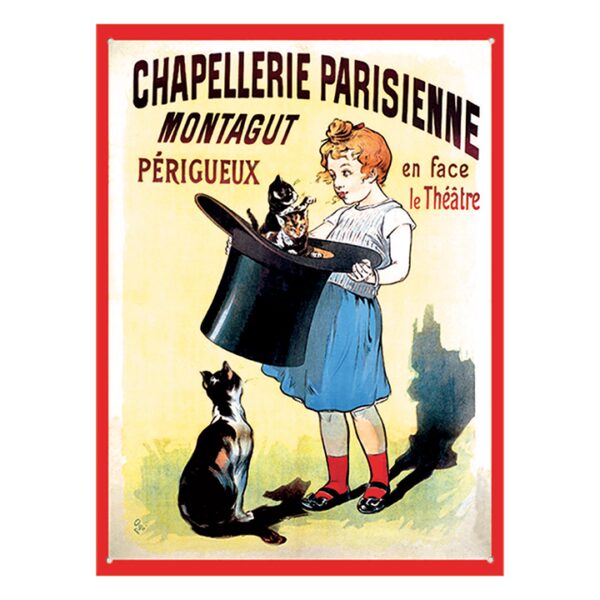 Plaque métal publicitaire plate avec relief 26 x 36 cm : Chapellerie Parisienne – Image 2