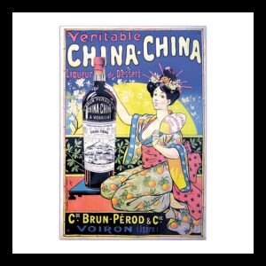 Plaque métal publicitaire plate avec relief 27 x 38 cm : China-China