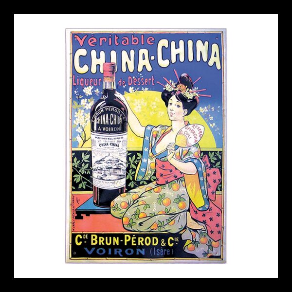 Plaque métal publicitaire plate avec relief 27 x 38 cm : China-China