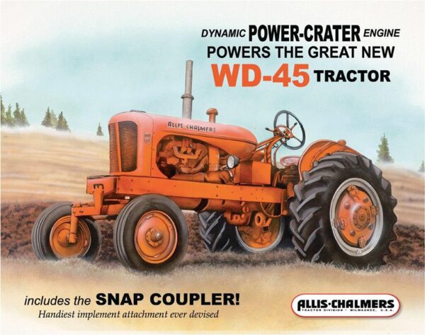Plaque métal publicitaire 30x40cm plate : Tracteur Allis Chalmers WD45 – Image 2